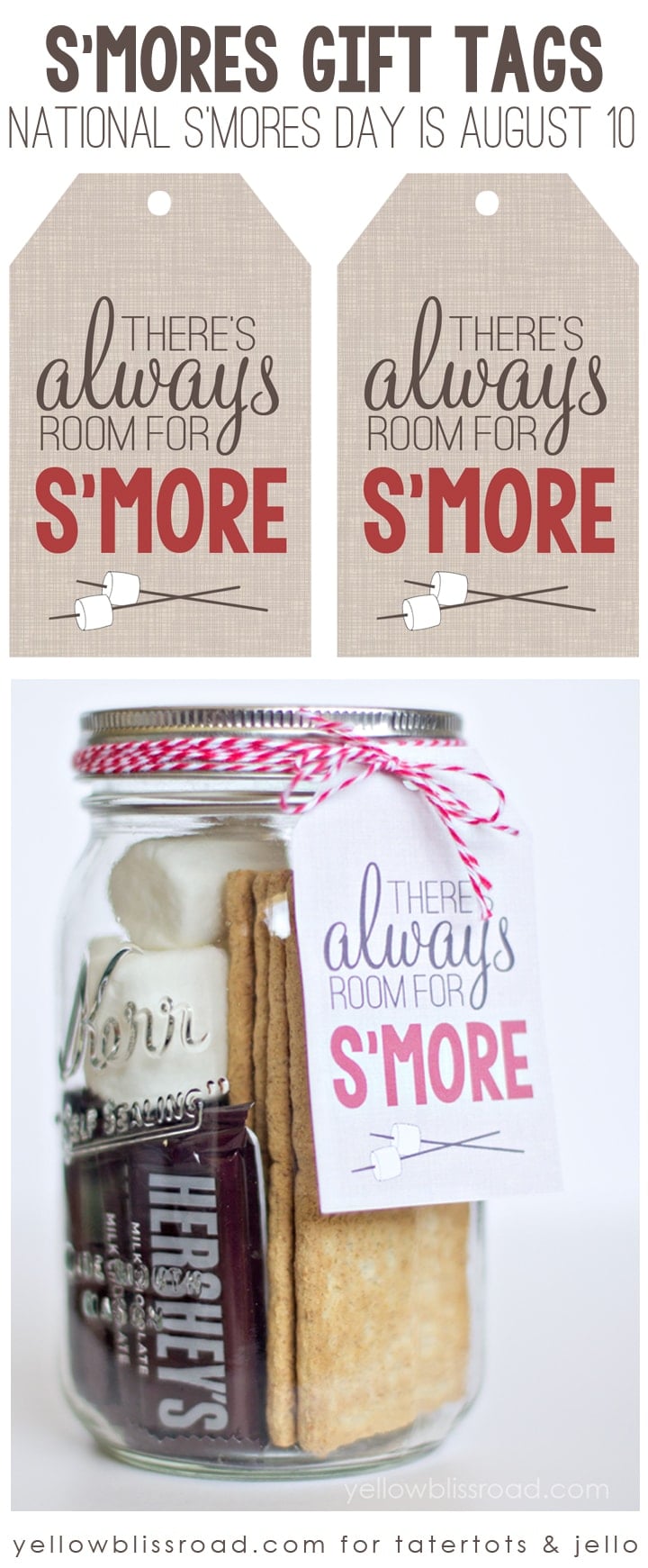 "There's Always Room for S'More" free printable graphic. Perfect for National S'Mores Day August 10!