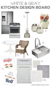 Free Kitchen Printable and a Gray and White Kitchen Design Board