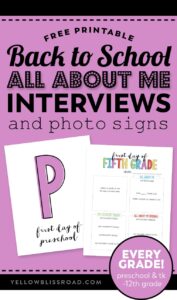 Back to School “All About Me” Free Printable