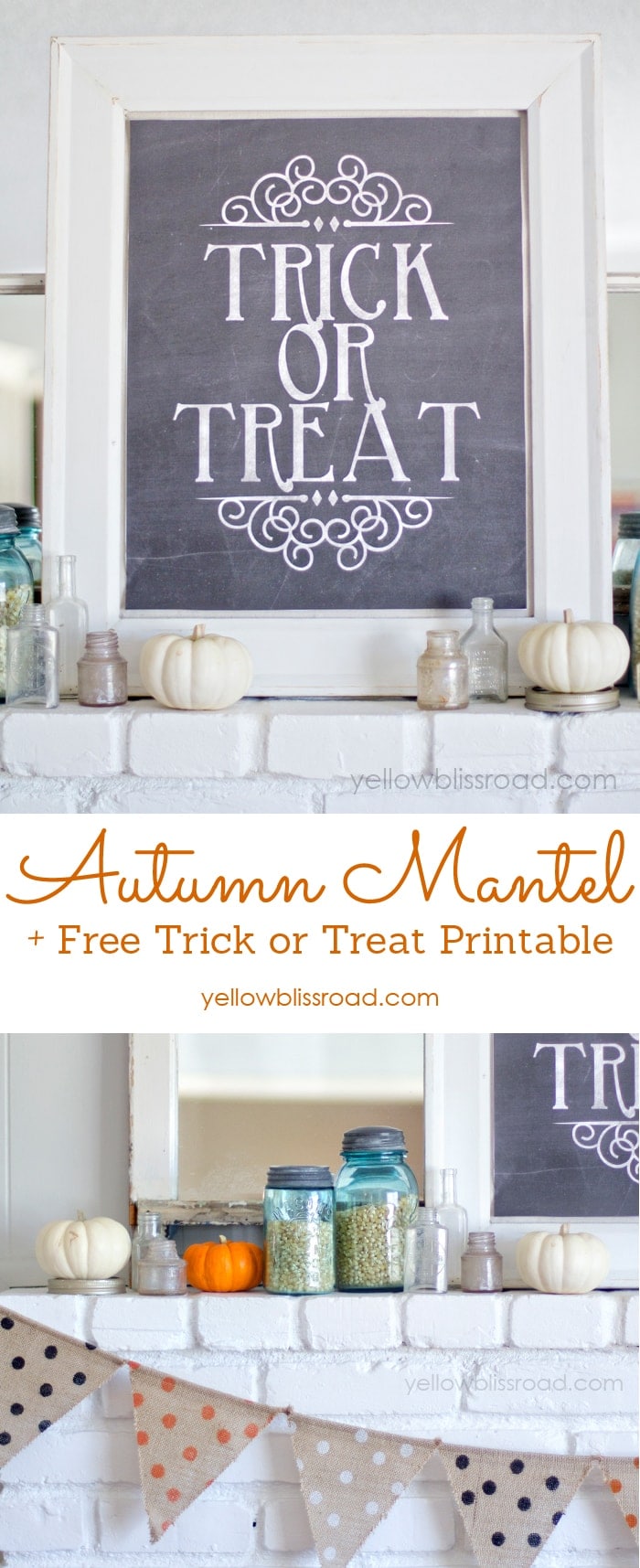 Autumn Mantel plus a Free Trick or Treat Printable