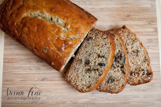 A loaf of Banana bread on a cutting board