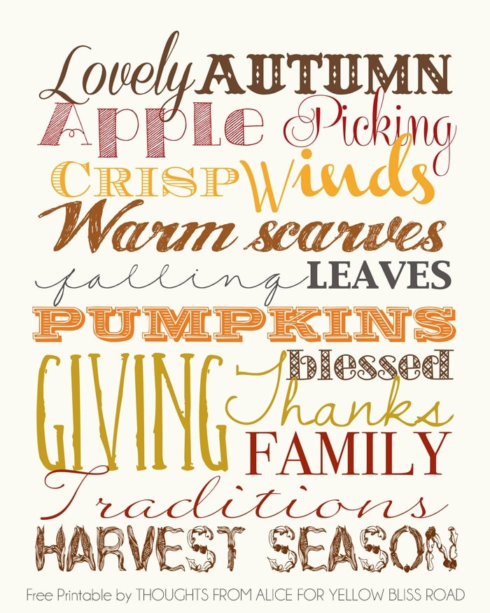 Lovely Autumn Free Fall Printable