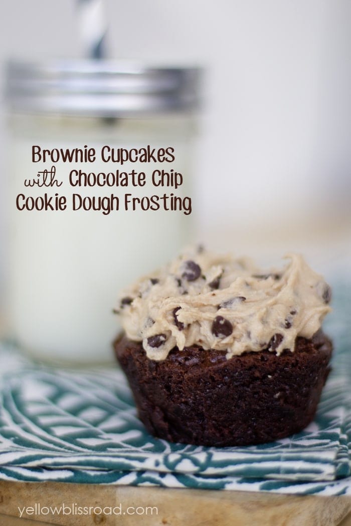 The Most OMG Brownies - Brownie Cupcakes with Chocolate Chip Cookie Dough Frosting!