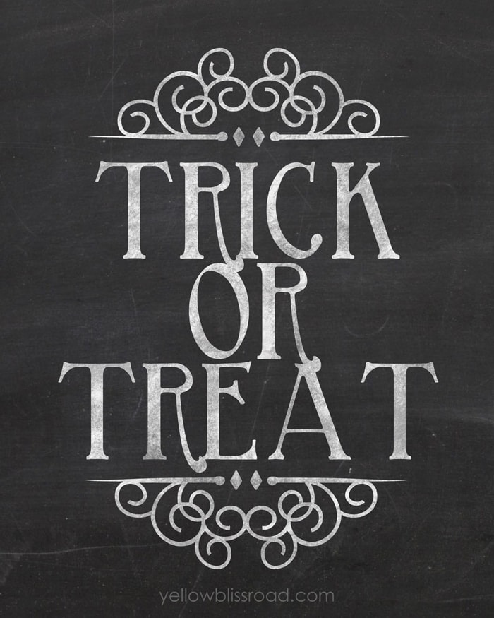 Trick or Treat Chalkboard Printable - A perfect and budget friendly way to add some Halloween charm
