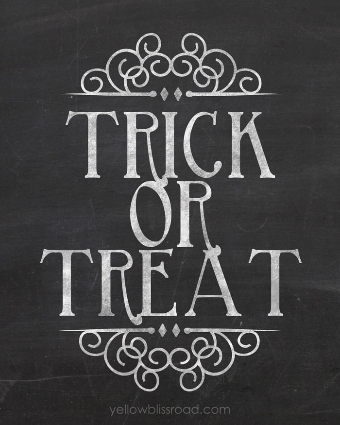 Trick or Treat Chalkboard Printable - A perfect and budget friendly way to add some Halloween charm