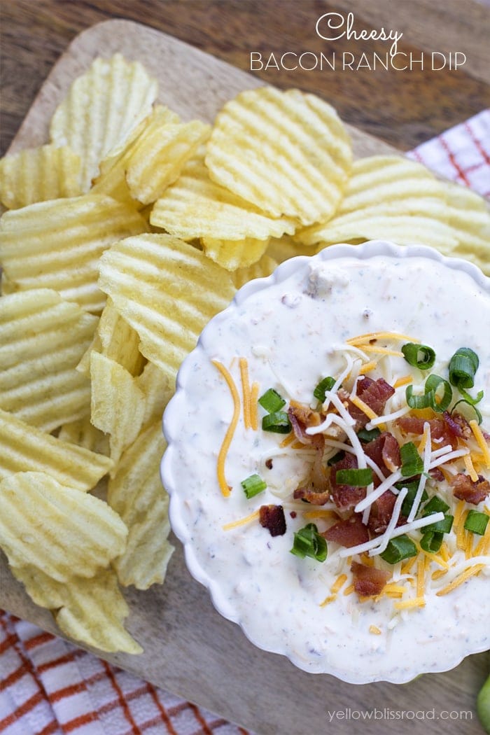 Cheesy Bacon Ranch Dip - a perfect game day or holiday snack!