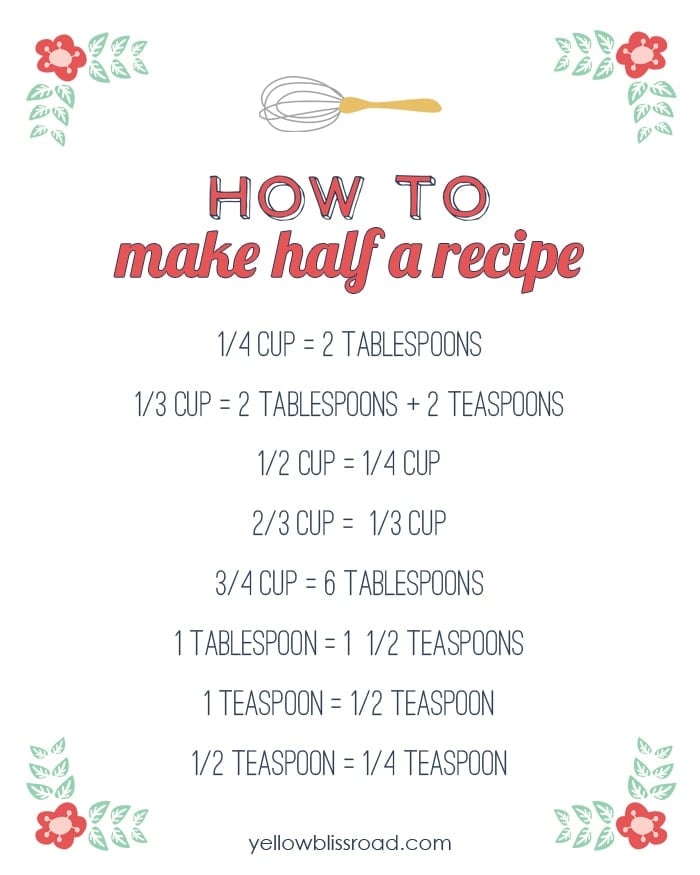 How to Make Half a Recipe - Yellow Bliss Road