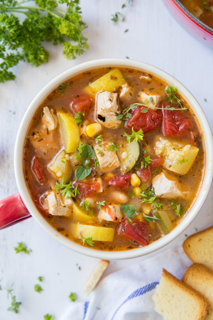 a bowl of italian chicken soup