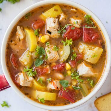 A bowl of Chicken and vegetable soup