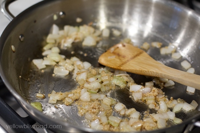 Sauteeing onions for Skillet Lasagna