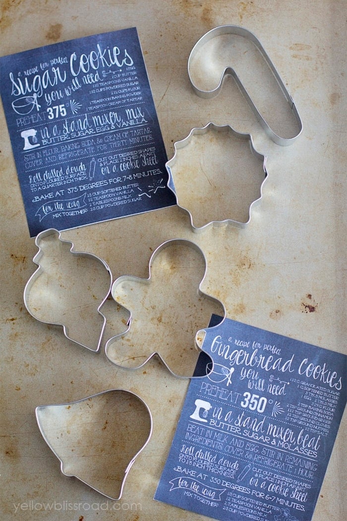 DIY Sugar Cookie Cutter Gift Idea with free printable chalkboard recipes | DIY Gift Ideas