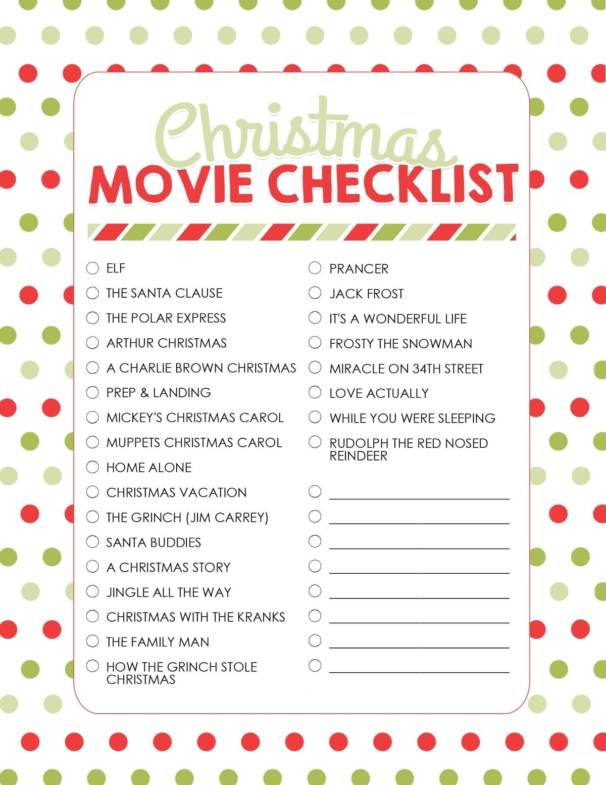 Christmas Checklist Printable Printable Word Searches