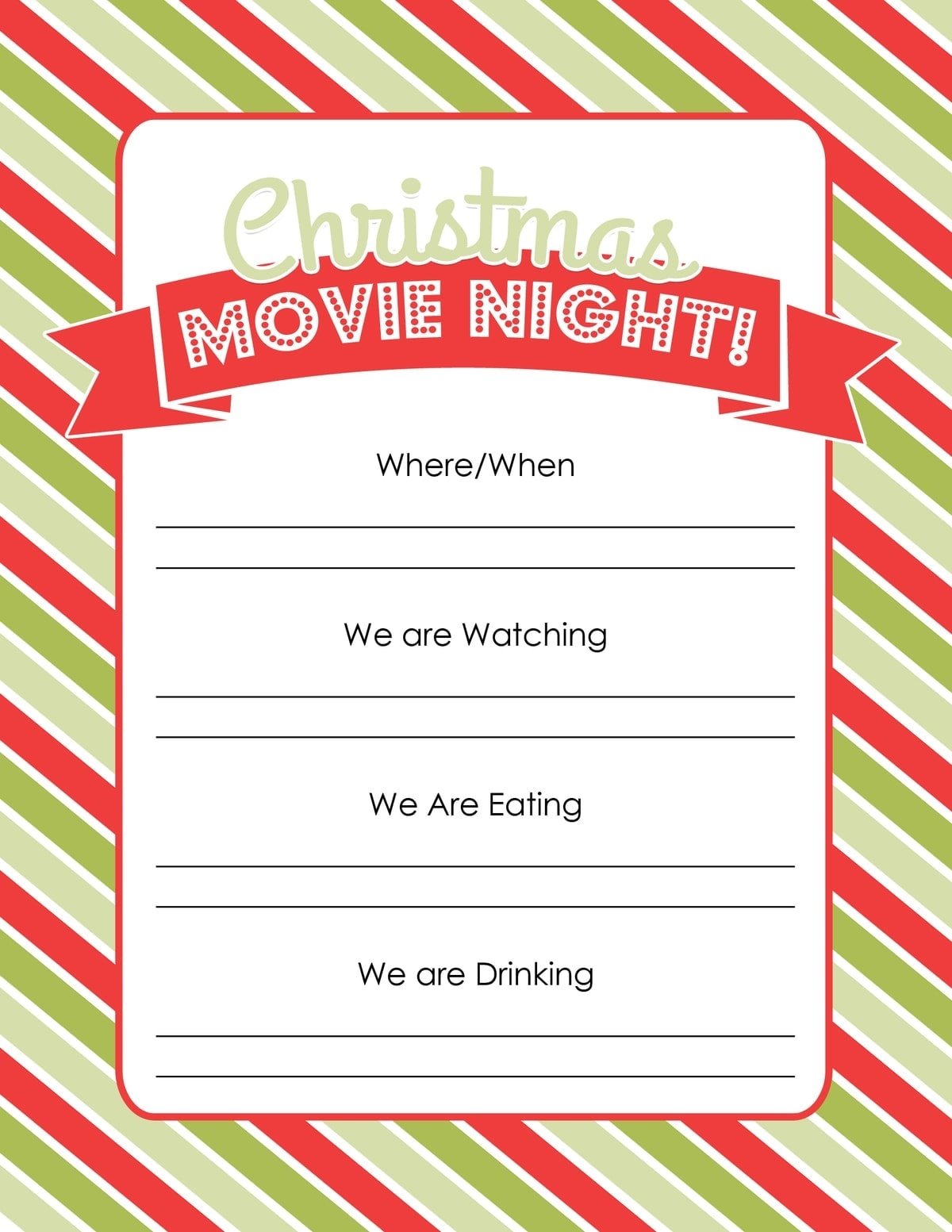 Christmas Movie Night Printable