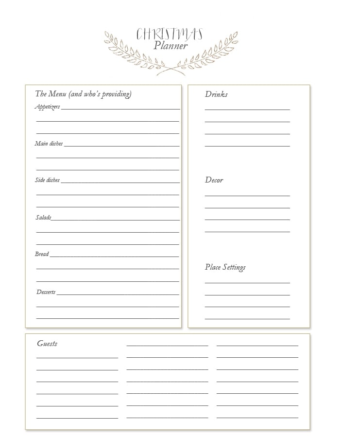 Christmas Planner | Free Printables for Holiday Entertaining