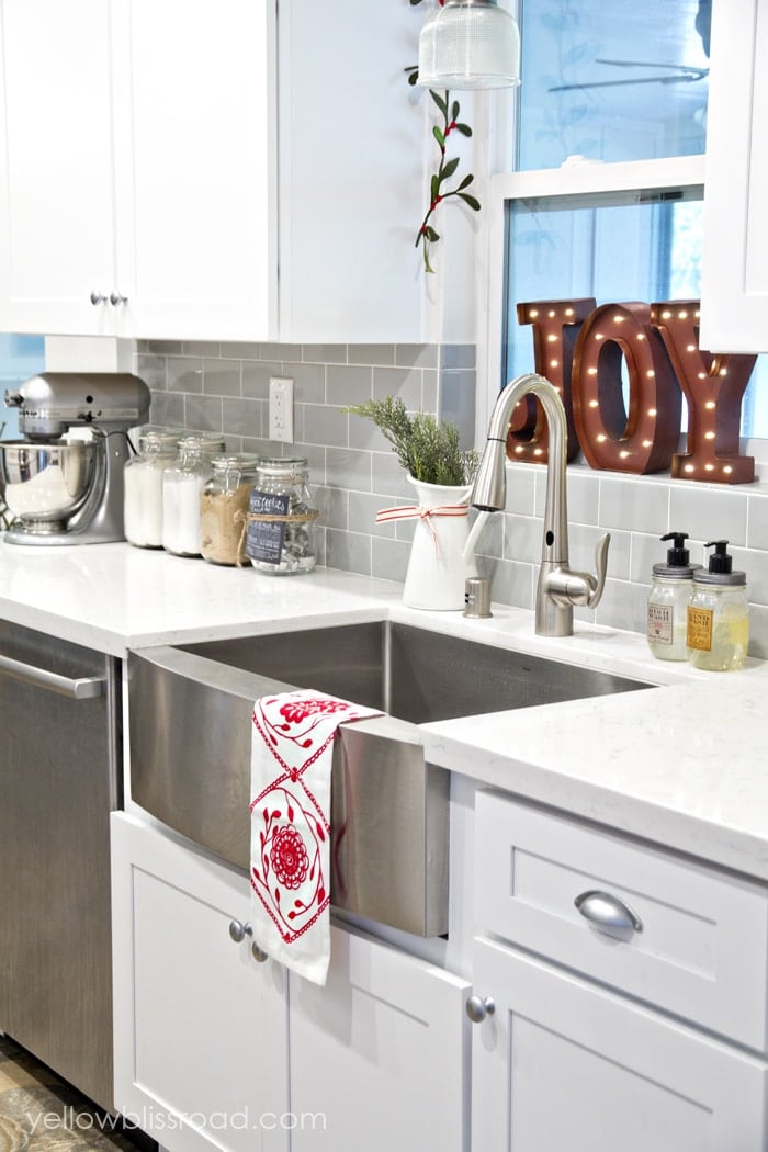 Christmas kitchen around the sink