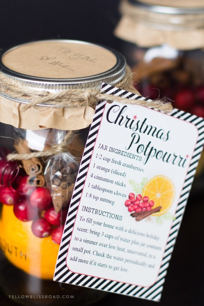 DIY Christmas Gifts Christmas Potpourri in a Jar + Free Printable Gift