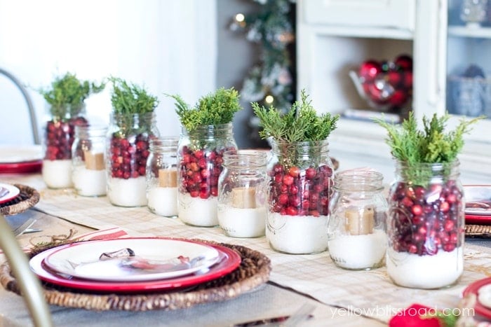 Cranberry Juniper and Epsom Salt Centerpieces