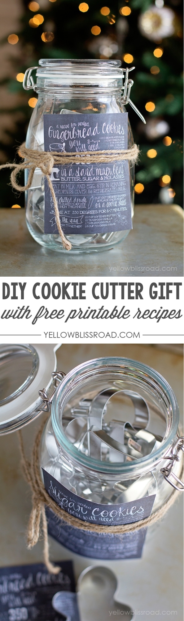 DIY Christmas Gift Idea - Cookie Cutters in a jar with Free Printable Recipes