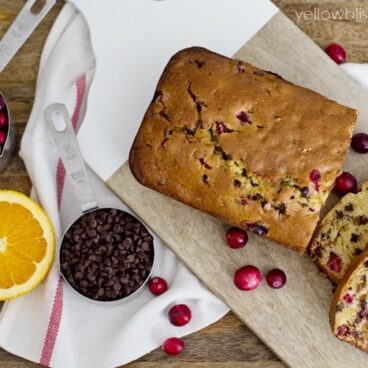 Loaf of cranberry orange bread on a table