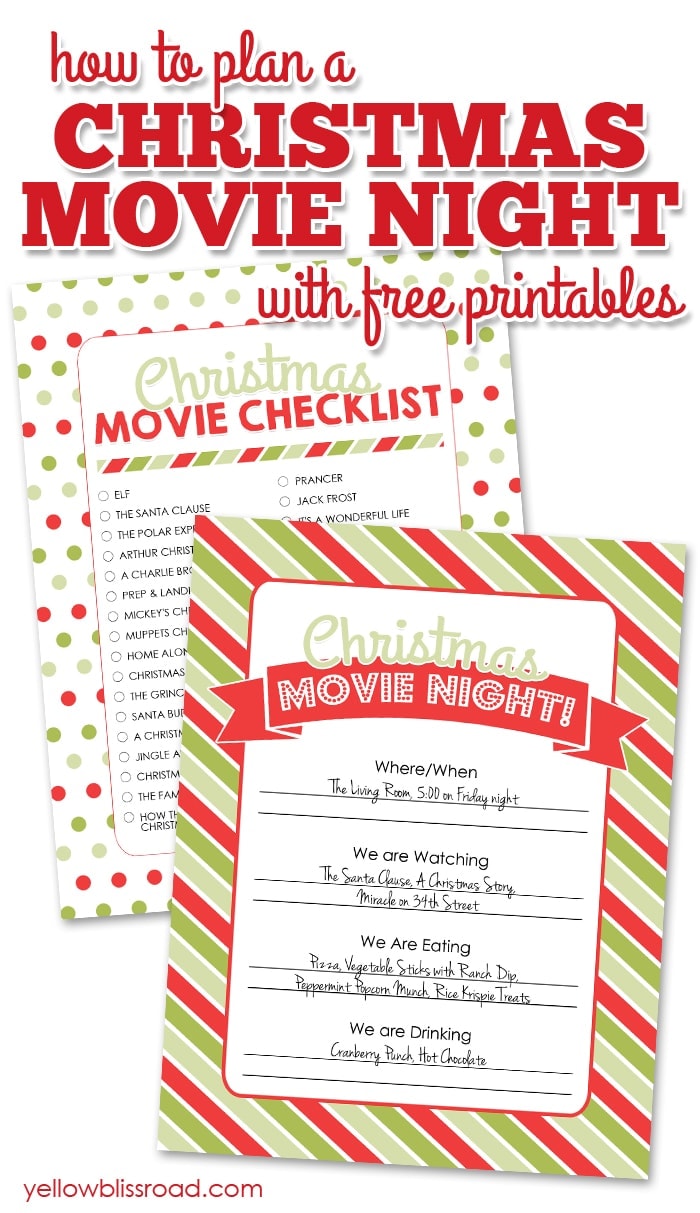 How to Plan a Christmas Movie Night with Free Printables