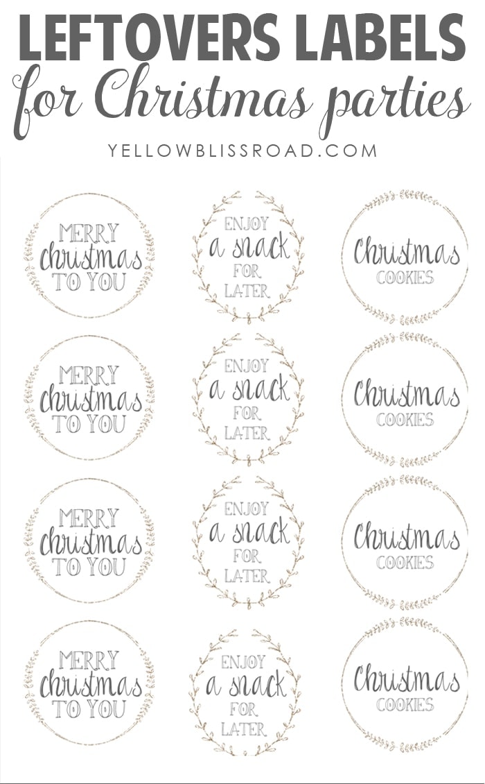 Leftovers Labels for Christmas Parties | Free Printable for Holiday Entertaining