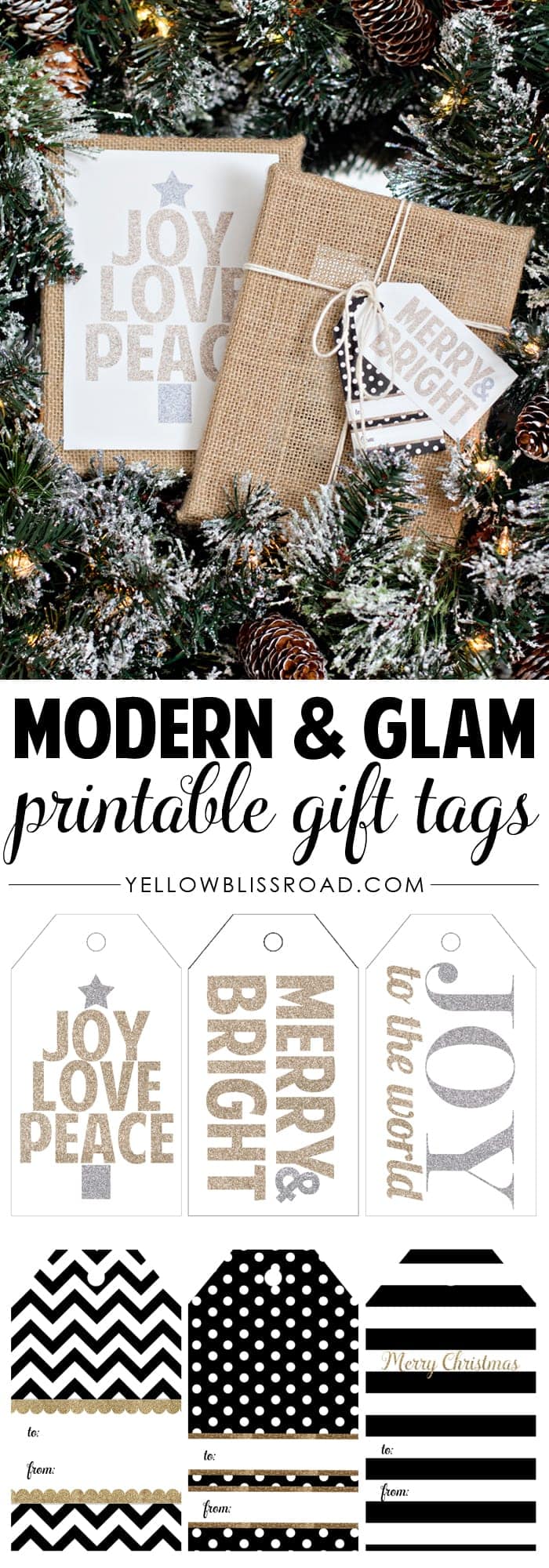 Modern & Glam Free Printable Christmas GiftTags | DIY Christmas