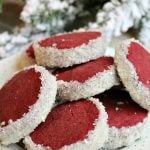 A close up of red velvet cookies