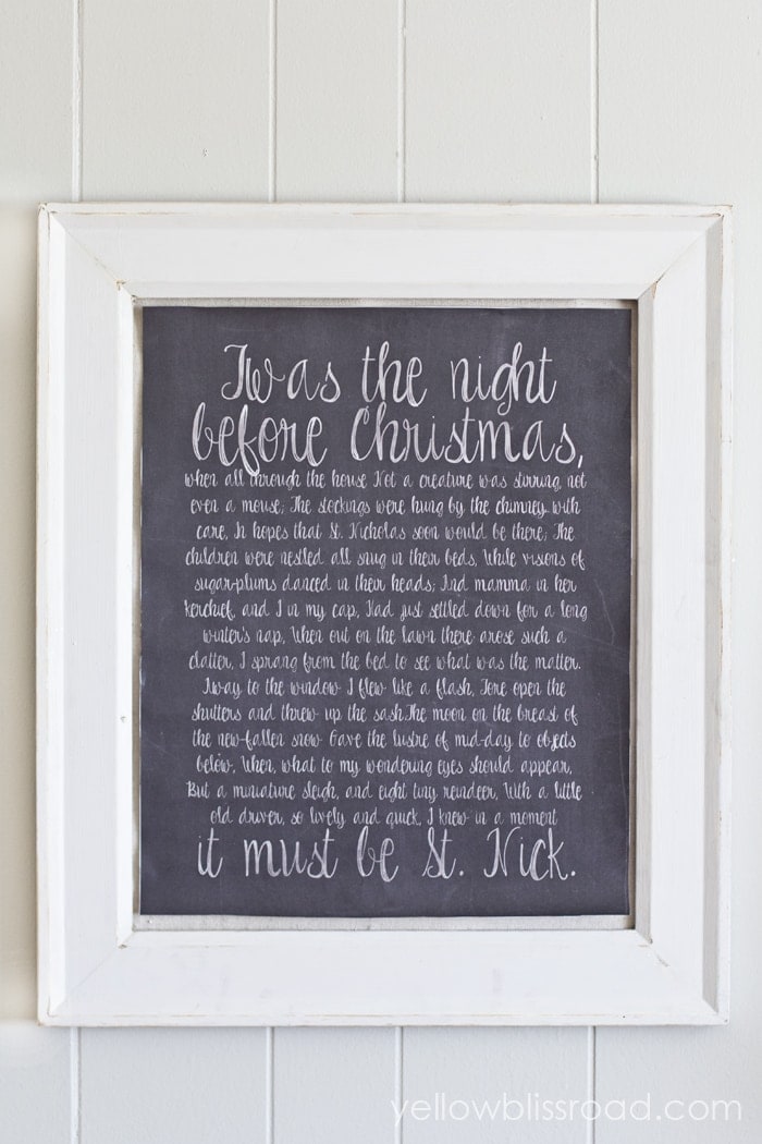 Twas the Night Before Christmas Chalkboard