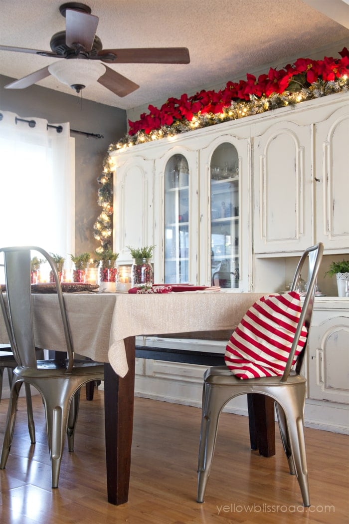 christmas decor in the dining room