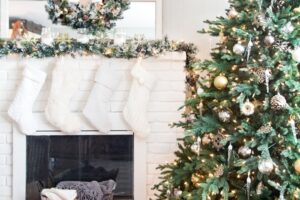 Rustic Glam Christmas Tree and Mantel
