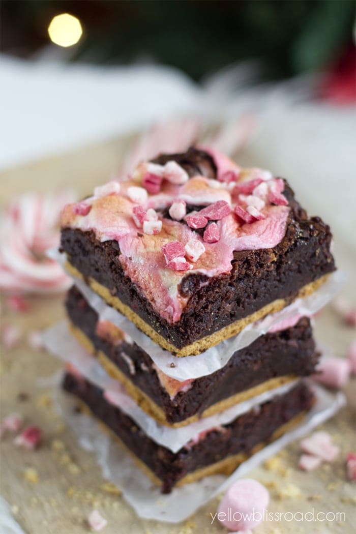 A stack of peppermint brownies