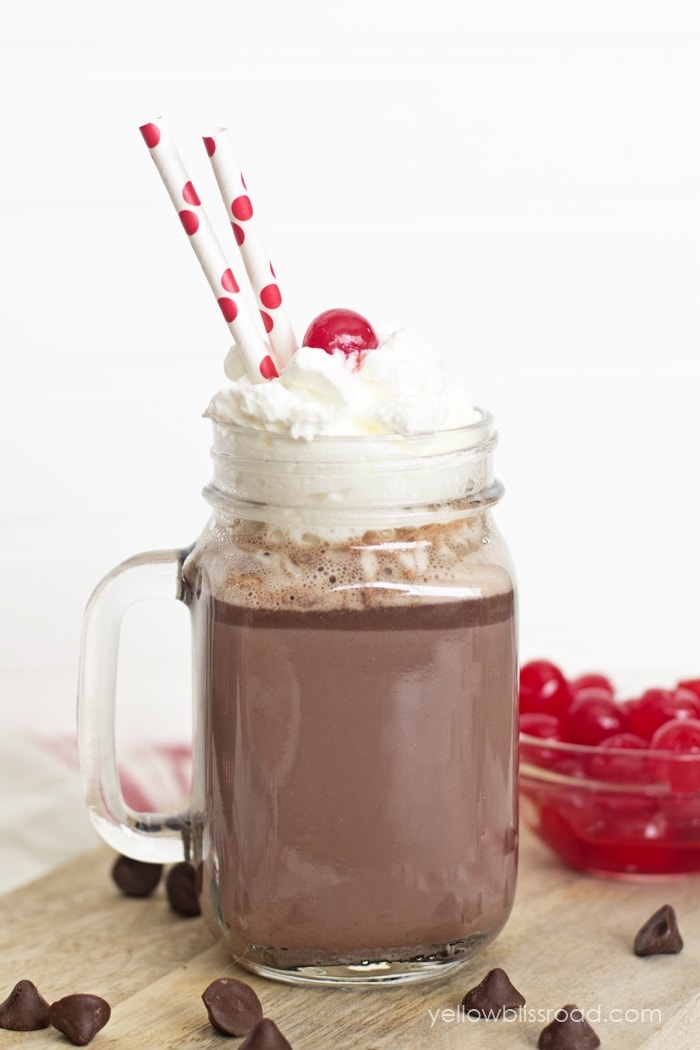 Black Forest Hot Chocolate with straws