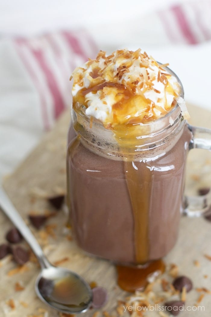 Coconut Caramel Hot Chocolate - Tasted Just like a Samoa Cookie!