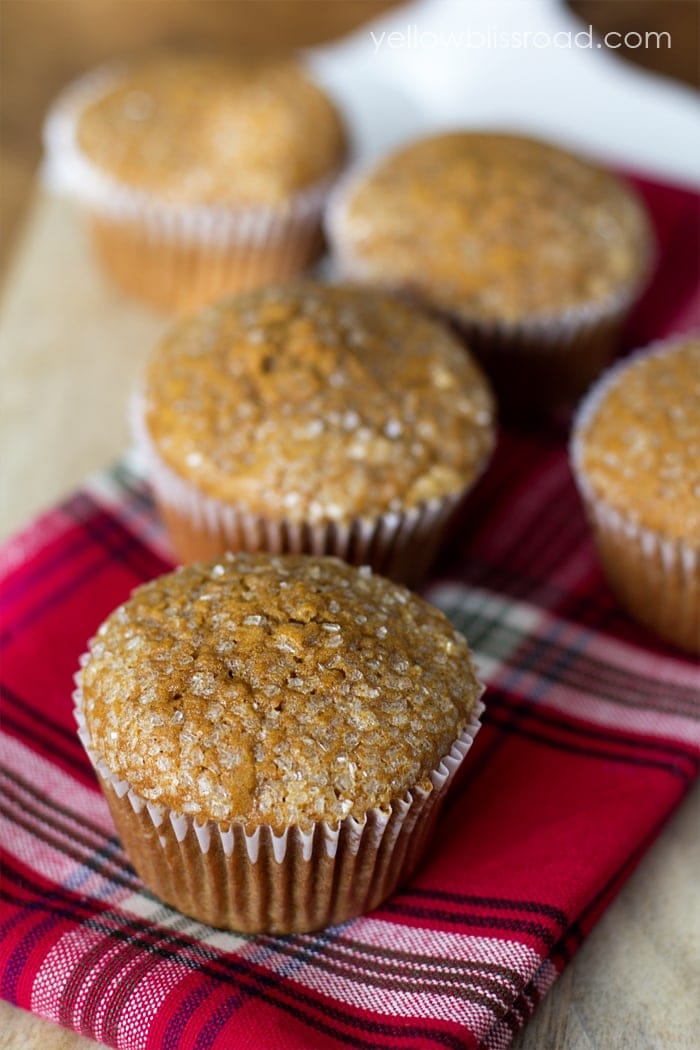 Gingerbread Muffins on plaid napkin