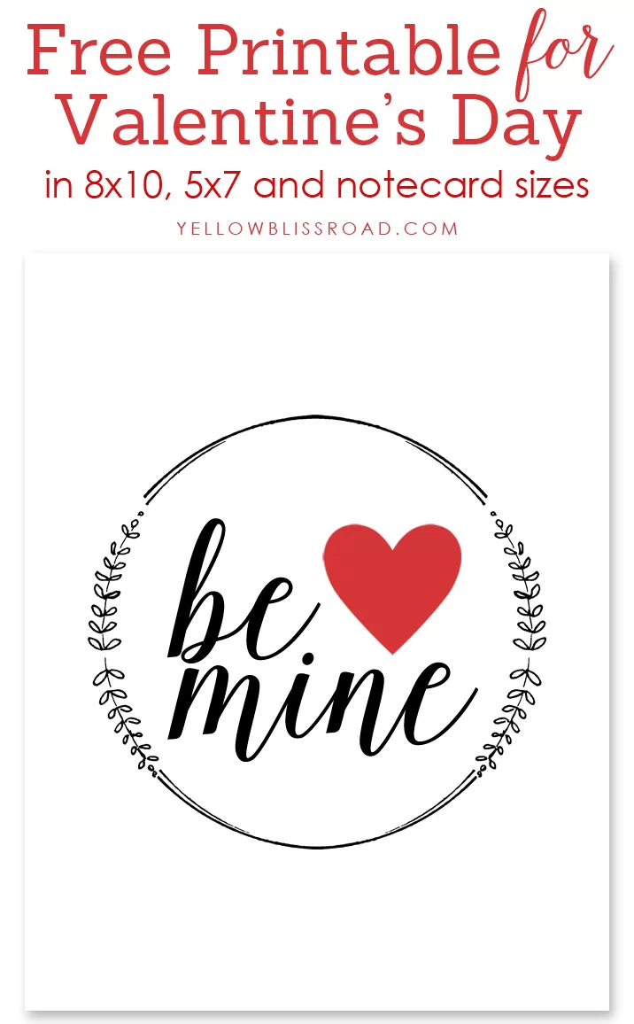 Be Mine Valentine Print in multiple sizes