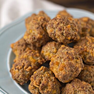A plate of sausage bites