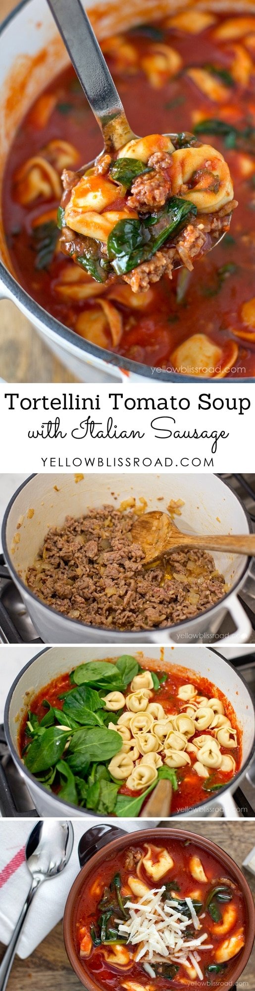 Tortellini Tomato and Spinach Soup with Italian Sausage