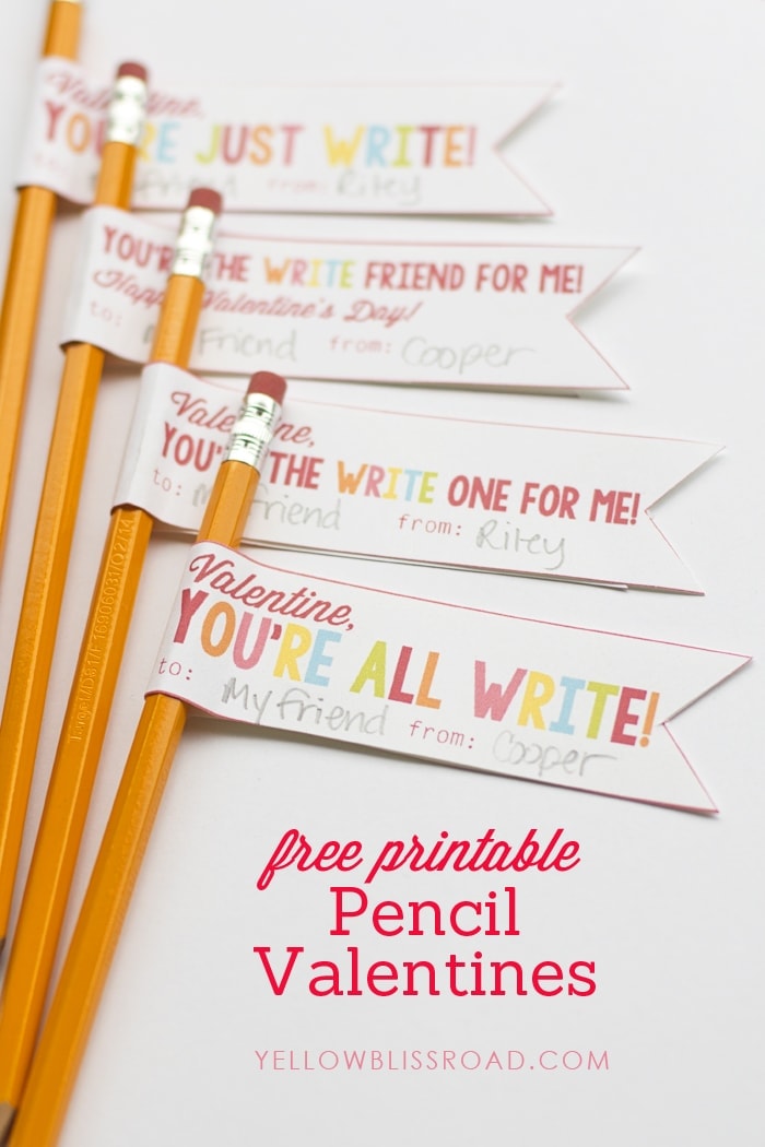 Free Printable Pencil Valentines YellowBlissRoad