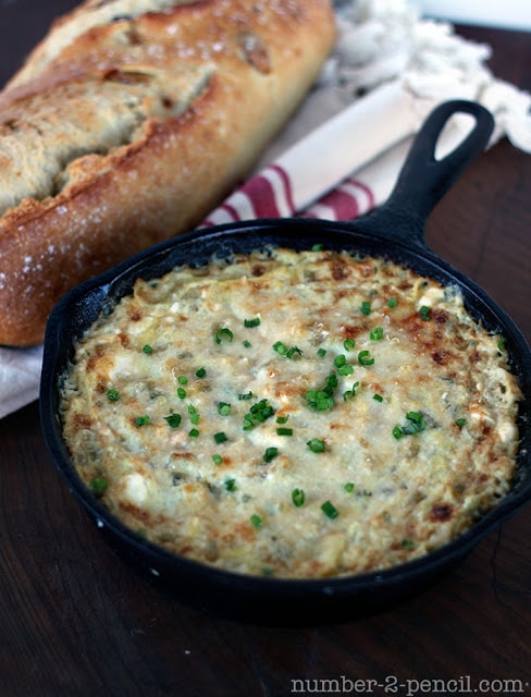 A pan of Hot Jalapeno Artichoke Dip