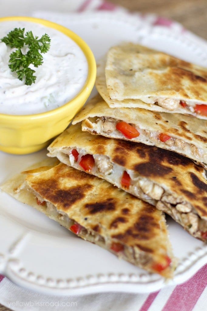 Italian Chicken Quesadillas with Greek Yogurt Dip Yellow Bliss Road