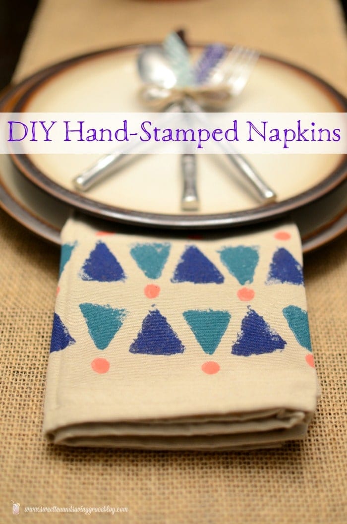 diy hand-stamped napkins