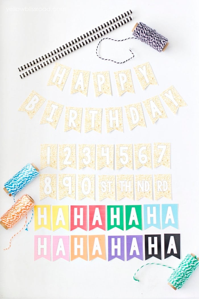 Free Printable Happy Birthday Mini Cake Bunting in Several Colors