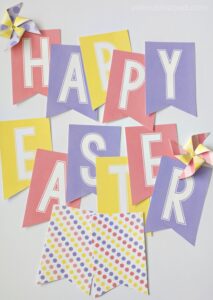 Free Printable Spring & Easter Banner and Pinwheels