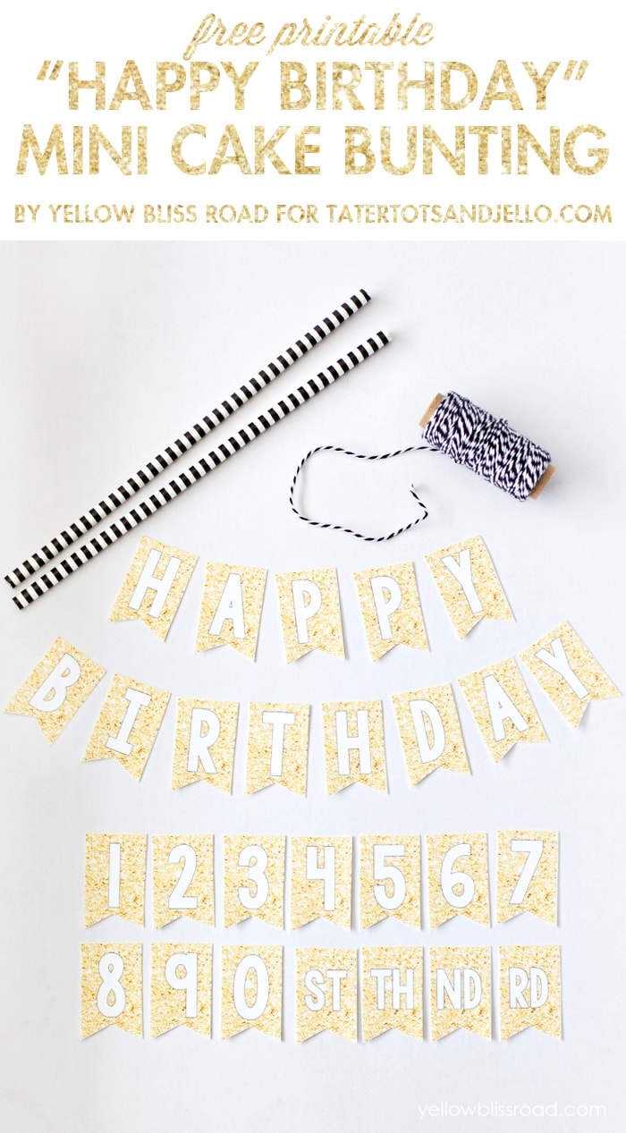 Gold Glitter Mini Cake Bunting Free Printable