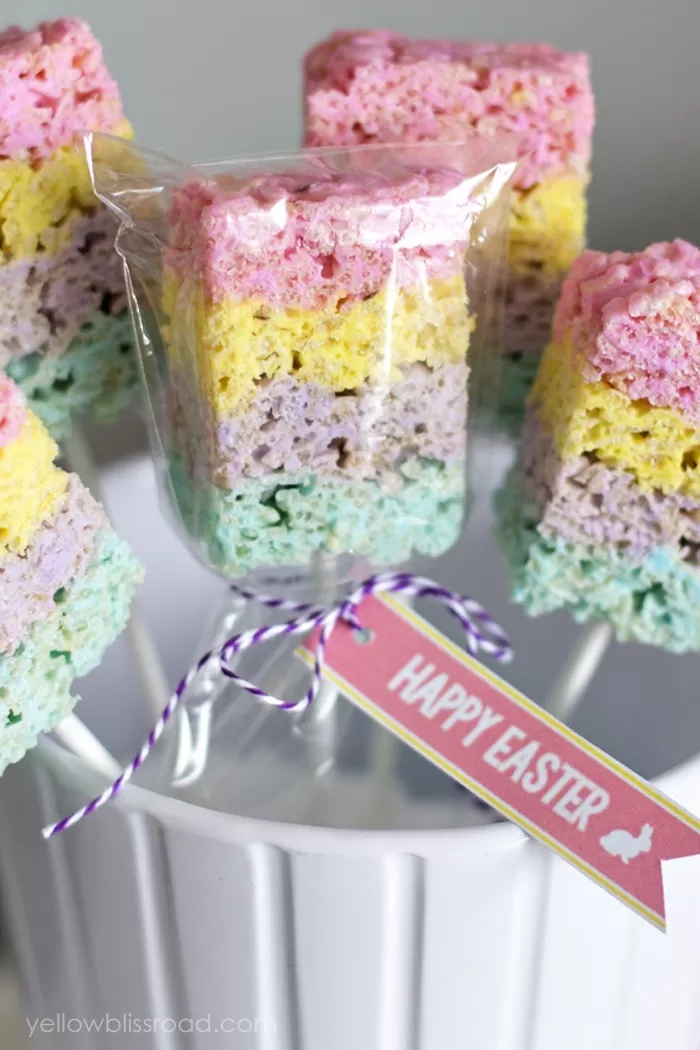 Layered Peeps Crispy Treats are Rice Krispie Treats with a twist - they're made with Peeps and layered for a colorful Easter treat! 