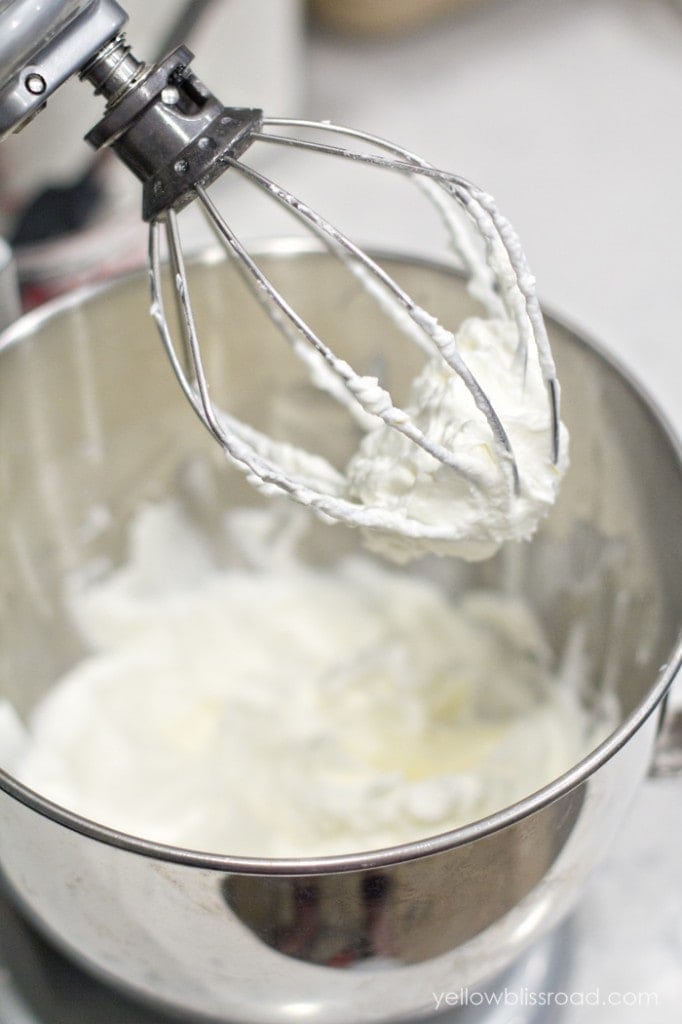 Close up of whipped cream with a mixer