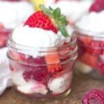 A jar with berry parfaits