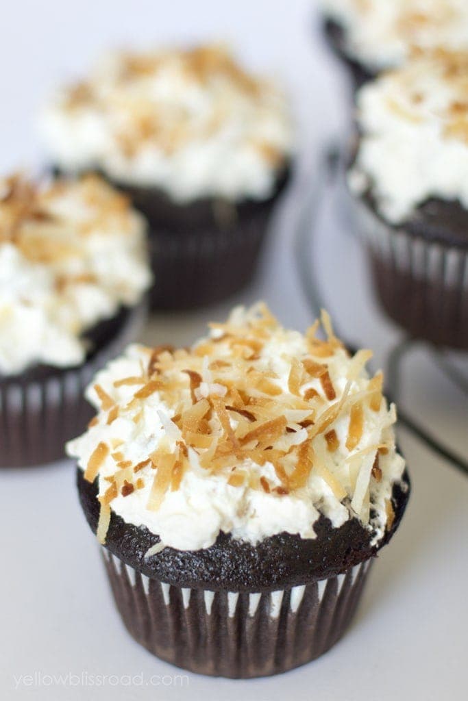 Toasted Coconut Chocolate Cupcakes