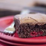 A close up of a piece of cake on a plate