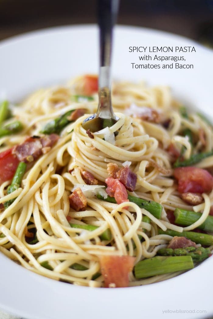 Spicy Lemon, Asparagus & Bacon Pasta